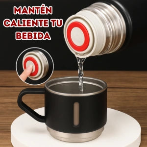 Termo Con 3 Tazas Acero Inoxidable