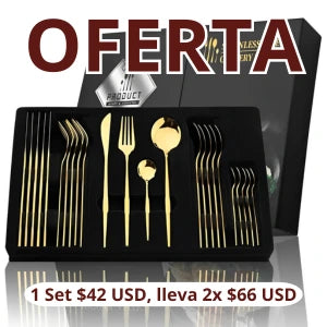 Brilla en Cada Cena: Set de Cubiertos Dorados de Lujo