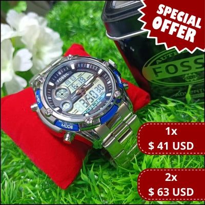 Fossil Chrono Híbrido Acero Azul