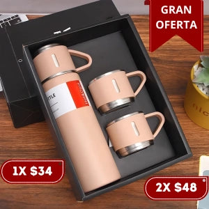 Termo Con 3 Tazas Acero Inoxidable