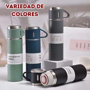 Termo Con 3 Tazas Acero Inoxidable